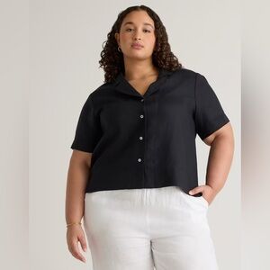 Quince 100% European Linen Short Sleeve Shirt Black XL